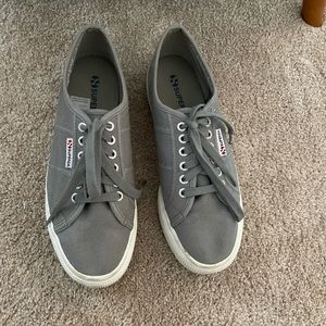 Grey platform Superga shoes